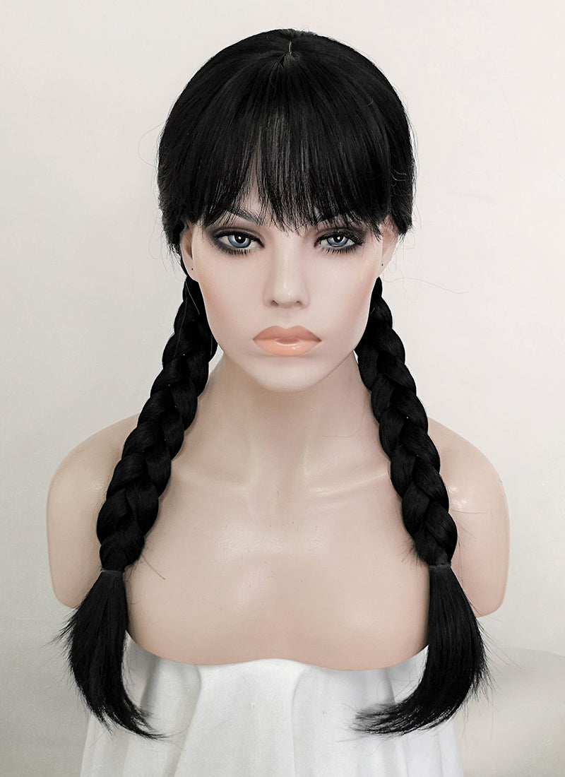 Wednesday Addams Jet Black Synthetic Wig TBZ871A