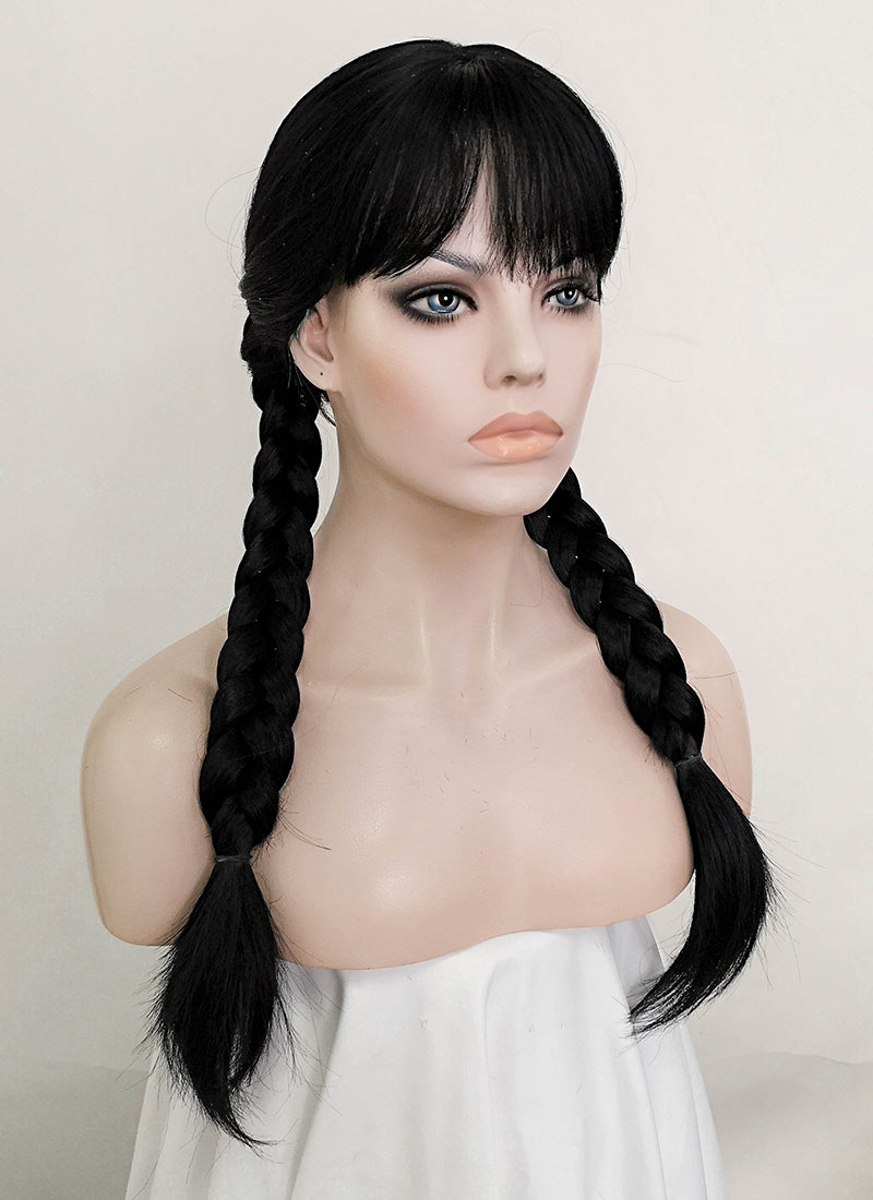 Wednesday Addams Jet Black Synthetic Wig TBZ871A