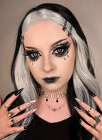 Black and Grey Money Piece Wavy Lace Front Synthetic Wig LF3298