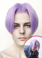 Pastel Purple Straight Lace Front Synthetic Men's Wig LF6099