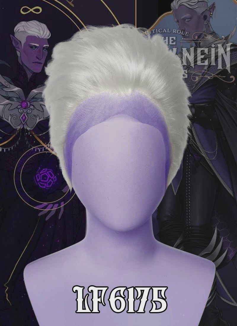 Critical Role Essek Thelyss White Straight Lace Front Synthetic Men's Wig LF6175