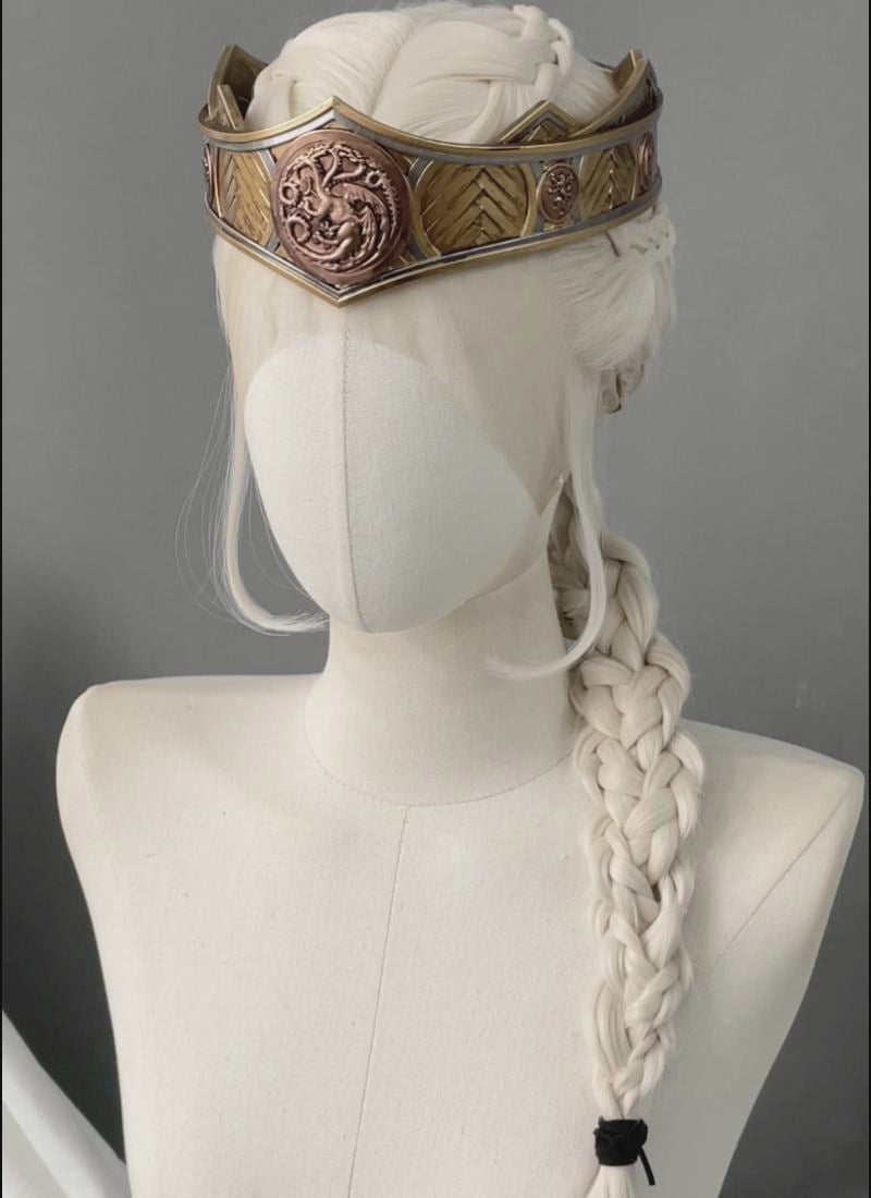 House of the Dragon Rhaenyra Targaryen Platinum Blonde Braided Lace Front Synthetic Wig LF2216