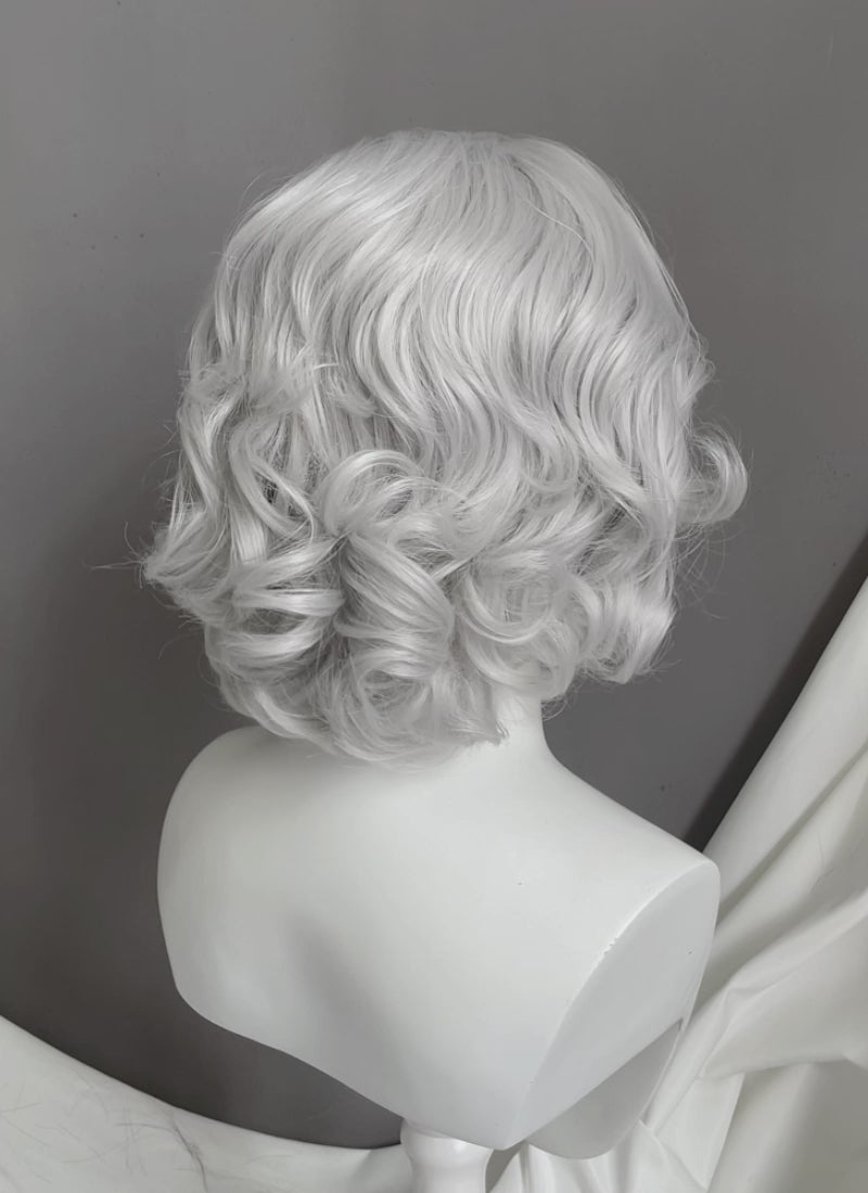 Pastel Blondish Grey Wavy Lace Front Synthetic Wig LF8087