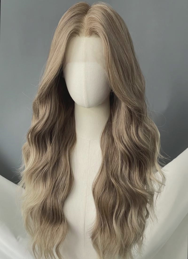 Ash Blonde Wavy 13" x 6" Lace Top Kanekalon Synthetic Hair Wig LFS058