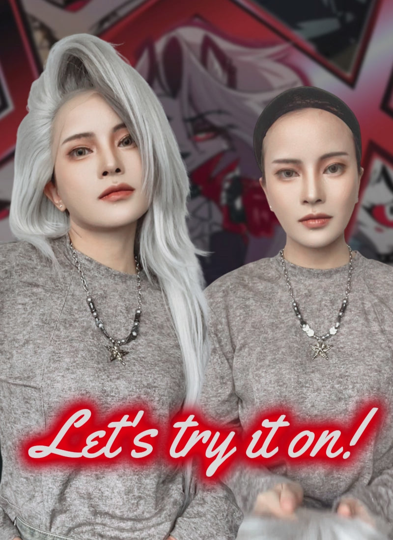 Helluva Boss Loona Silver Grey Straight Lace Front Synthetic Wig LF6167