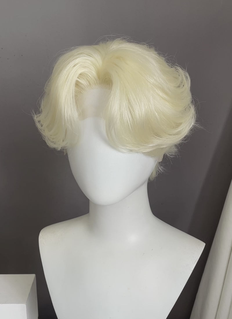 Light Blonde Wavy Lace Front Synthetic Men's Wig LF6149