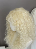 Wednesday Creepy Doll Blonde Curly Lace Front Synthetic Wig LF8073