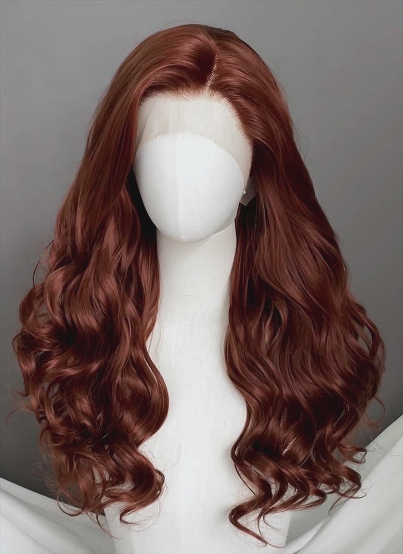 Auburn Wavy Lace Front Synthetic Hair Wig LW4074