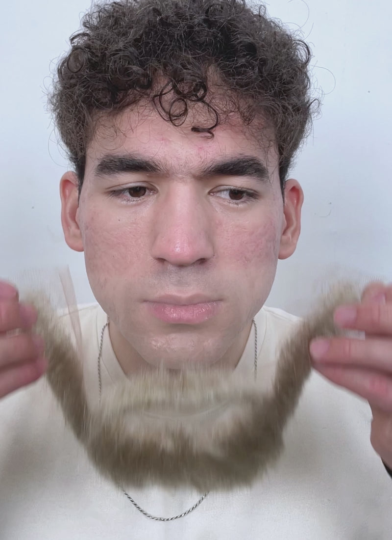 Handmade HD Lace Realistic Sage Grey Beard and Moustache Facial Hair Set MB002