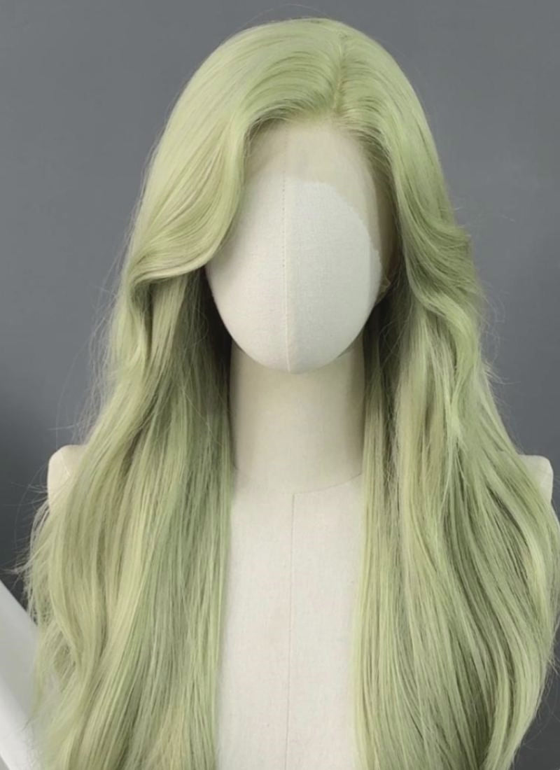 Greenish Blonde Wavy Lace Front Synthetic Hair Wig LW4137