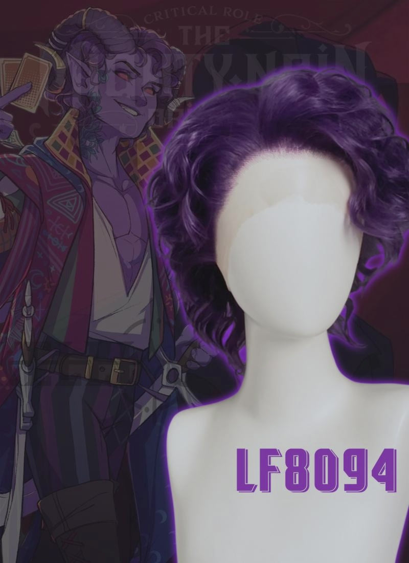 Critical Role The Mighty Nein Mollymauk Tealeaf Purple Wavy Lace Front Synthetic Men's Wig LF8094