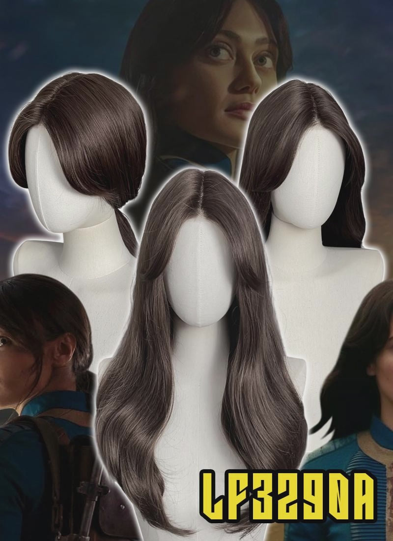 Fallout Lucy Maclean Brown Curtain Bangs Wavy Lace Front Synthetic Wig LF3290A