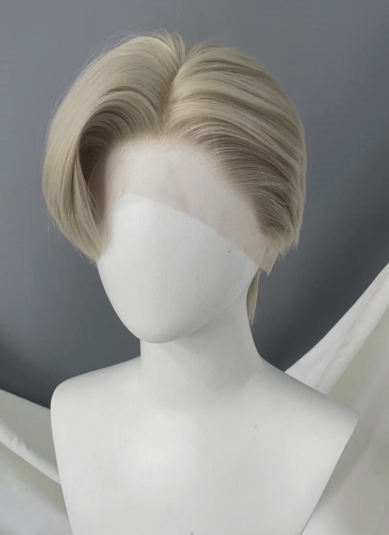 Ash Blonde Straight Lace Front Synthetic Men's Wig LF6047A