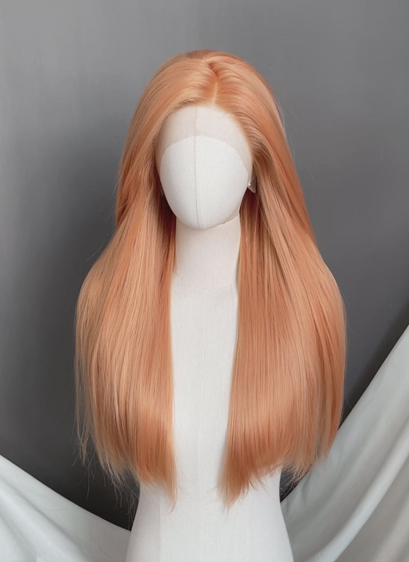 Pastel Orange Straight Lace Front Synthetic Wig LN6047