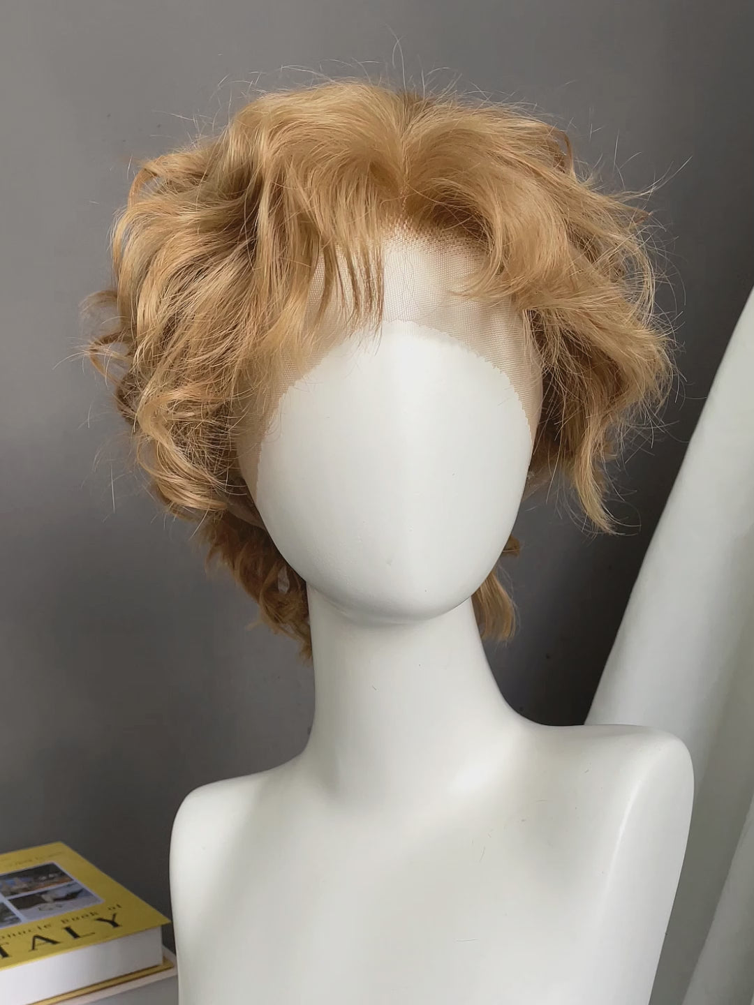 Golden Blonde Wavy Lace Front Synthetic Men's Wig LF8036