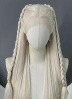 House of the Dragon Rhaenyra Targaryen Platinum Blonde Braided Lace Front Synthetic Wig LF2221
