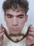 Baldur's Gate 3 Gale Handmade HD Lace Realistic Brown Beard and Moustache Facial Hair Set MB004