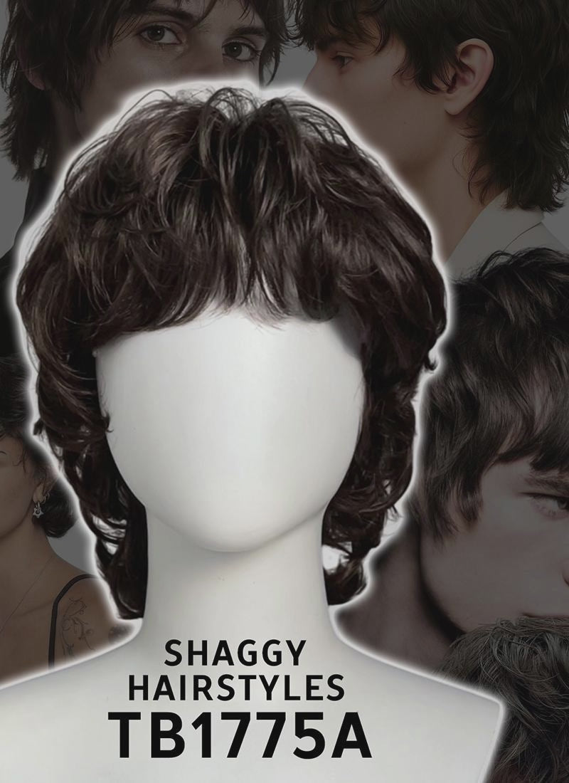 Brunette Shaggy Wavy Synthetic Hair Wig TB1775A