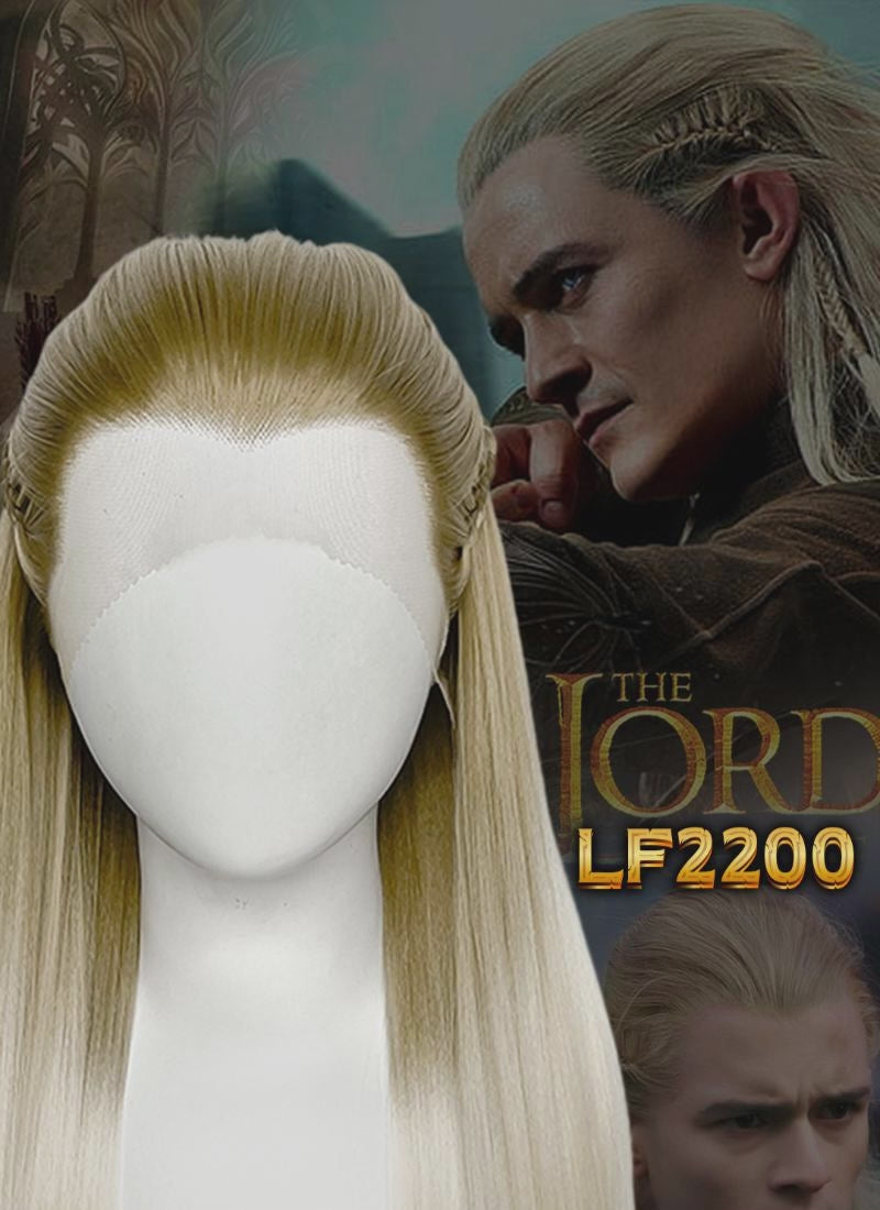The lord of the rings The Hobbit Legolas Two Tone Blonde Braided Lace Front Synthetic Men's Wig LF2200