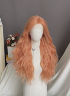 Peach Pink Wavy Lace Front  Synthetic Hair Wig LFK5540