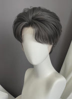 Dark Grey Straight Yaki Lace Front Synthetic Men's Wig LF6133