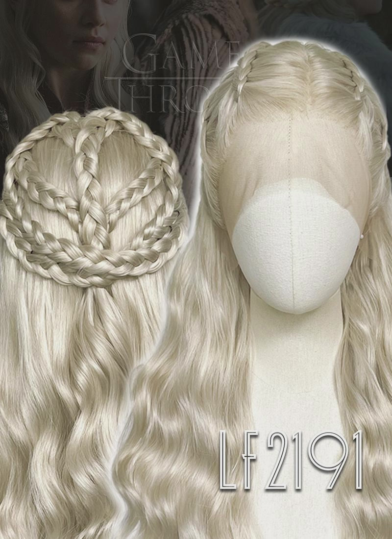 Game of Thrones Daenerys Targaryen Light Ash Blonde Braided Lace Front Synthetic Wig LF2191