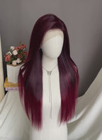 Two Tone Burgundy Straight 13" x 6" Lace Top Kanekalon Synthetic Hair Wig LFS036