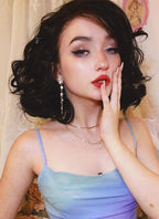 Jet Black Wavy Lace Front Synthetic Wig LF257