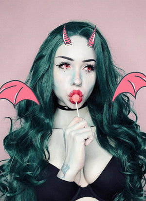 Wavy Deep Sea Green Lace Front Synthetic Wig LF667V
