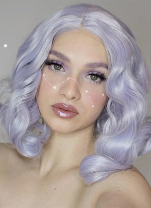 Pastel Lilac Wavy Lace Front Synthetic Wig LF771D