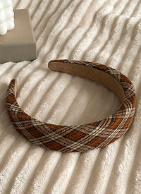 Beige Plaid Hair Hoop