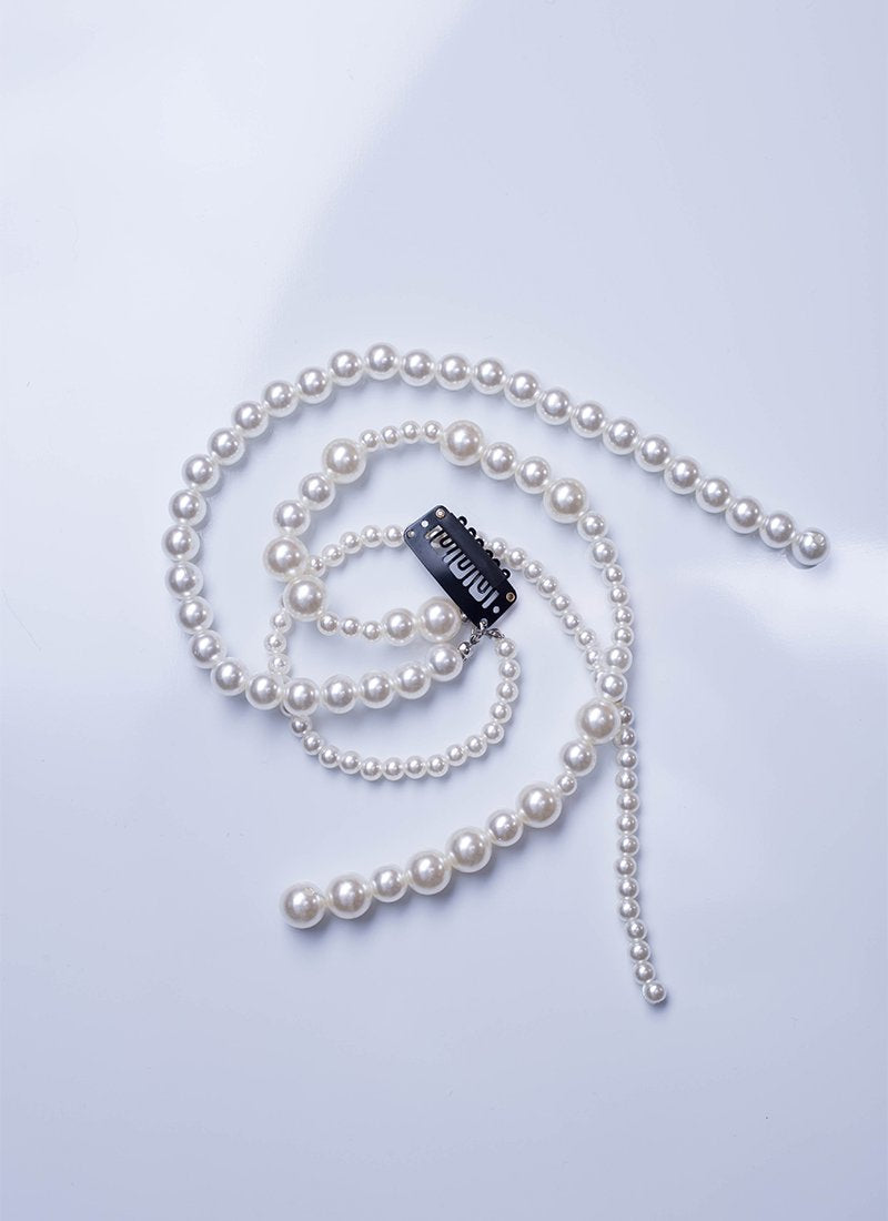 White Beads Strand Clip-on Hair Accessories HD002