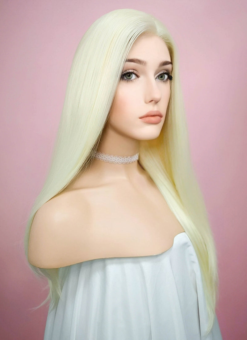 Straight Light Blonde Lace Front Synthetic Wig LF010