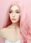 Wavy Pastel Pink Lace Front Synthetic Wig LF084