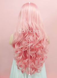 Wavy Pastel Pink Lace Front Synthetic Wig LF084