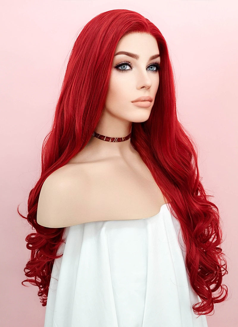 Wavy Red Lace Front Synthetic Wig LF085
