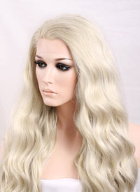 Wavy Light Ash Blonde Lace Front Synthetic Wig LF101