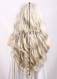 Wavy Light Ash Blonde Lace Front Synthetic Wig LF101