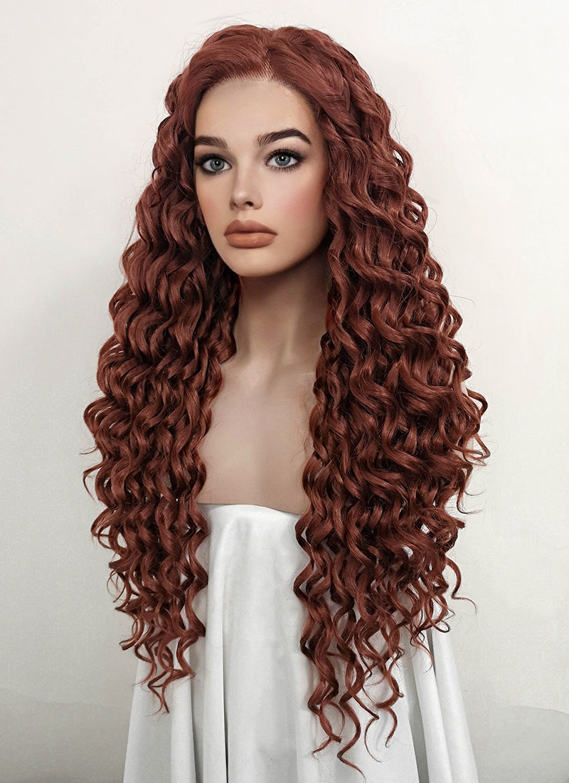 Auburn Curly Lace Front Synthetic Wig LF1308