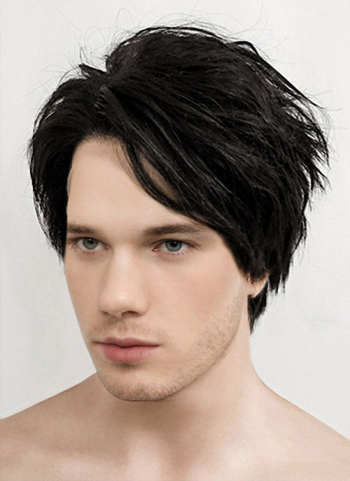 Black Straight Pixie Lace Front Synthetic Men's Wig LF1312B