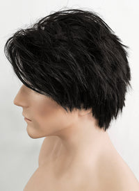 Black Straight Pixie Lace Front Synthetic Men's Wig LF1312B (Customisable)