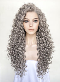 Grey Curly Lace Front Synthetic Wig LF1317