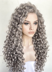 Grey Curly Lace Front Synthetic Wig LF1317