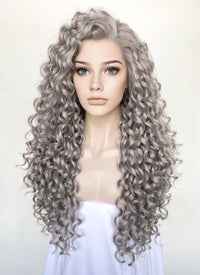 Grey Curly Lace Front Synthetic Wig LF1317