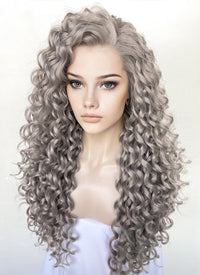 Grey Curly Lace Front Synthetic Wig LF1317