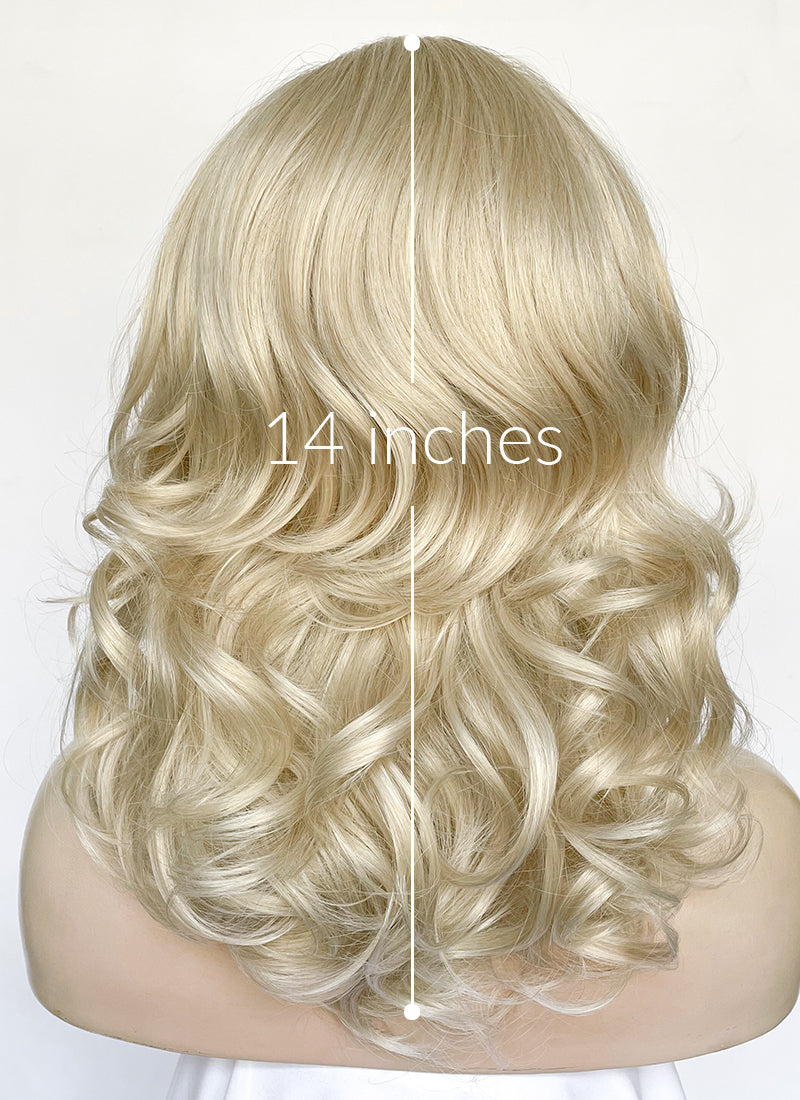 Light Ash Blonde Wavy Lace Front Synthetic Wig LF1319