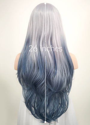 Wavy Pastel Two Tone Grey Lace Front Synthetic Wig LF1517