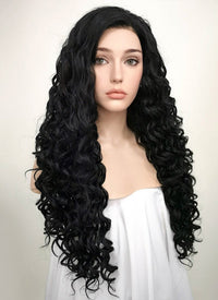 Spiral Curly Black Lace Front Synthetic Wig LF166