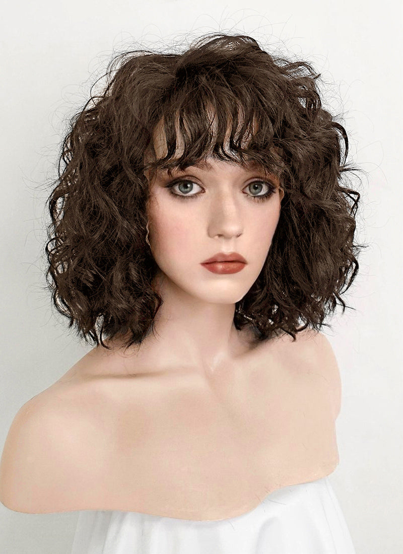 Stranger Things Nancy Wheeler Brunette Spiral Curly Lace Front Synthetic Wig LF169A