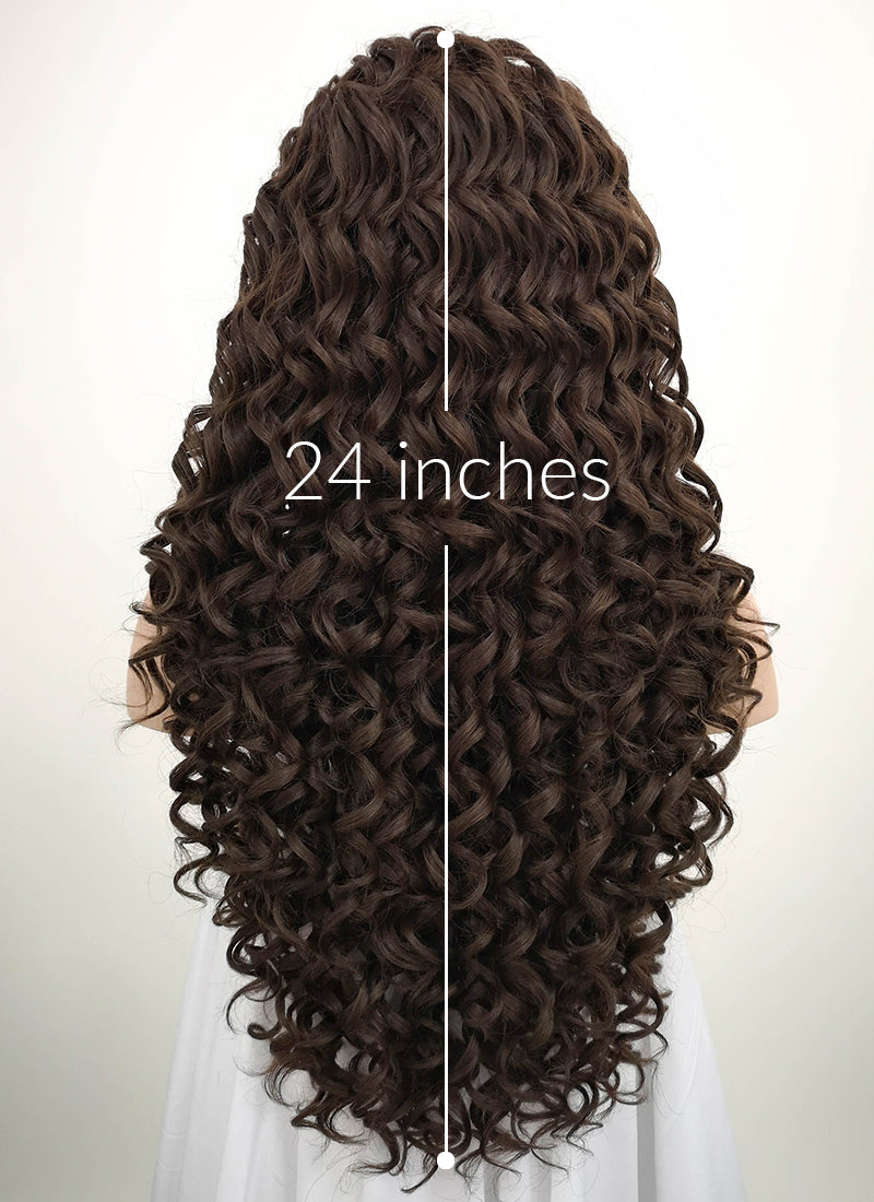 Brunette Spiral Curly Lace Front Synthetic Wig LF169